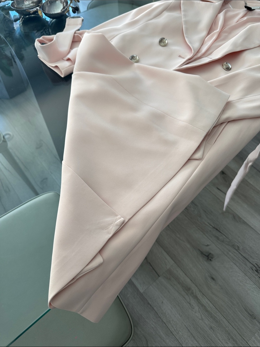 White House black market Blush Pink Double-Breasted Trench Coat size s - Picture 3 of 6
